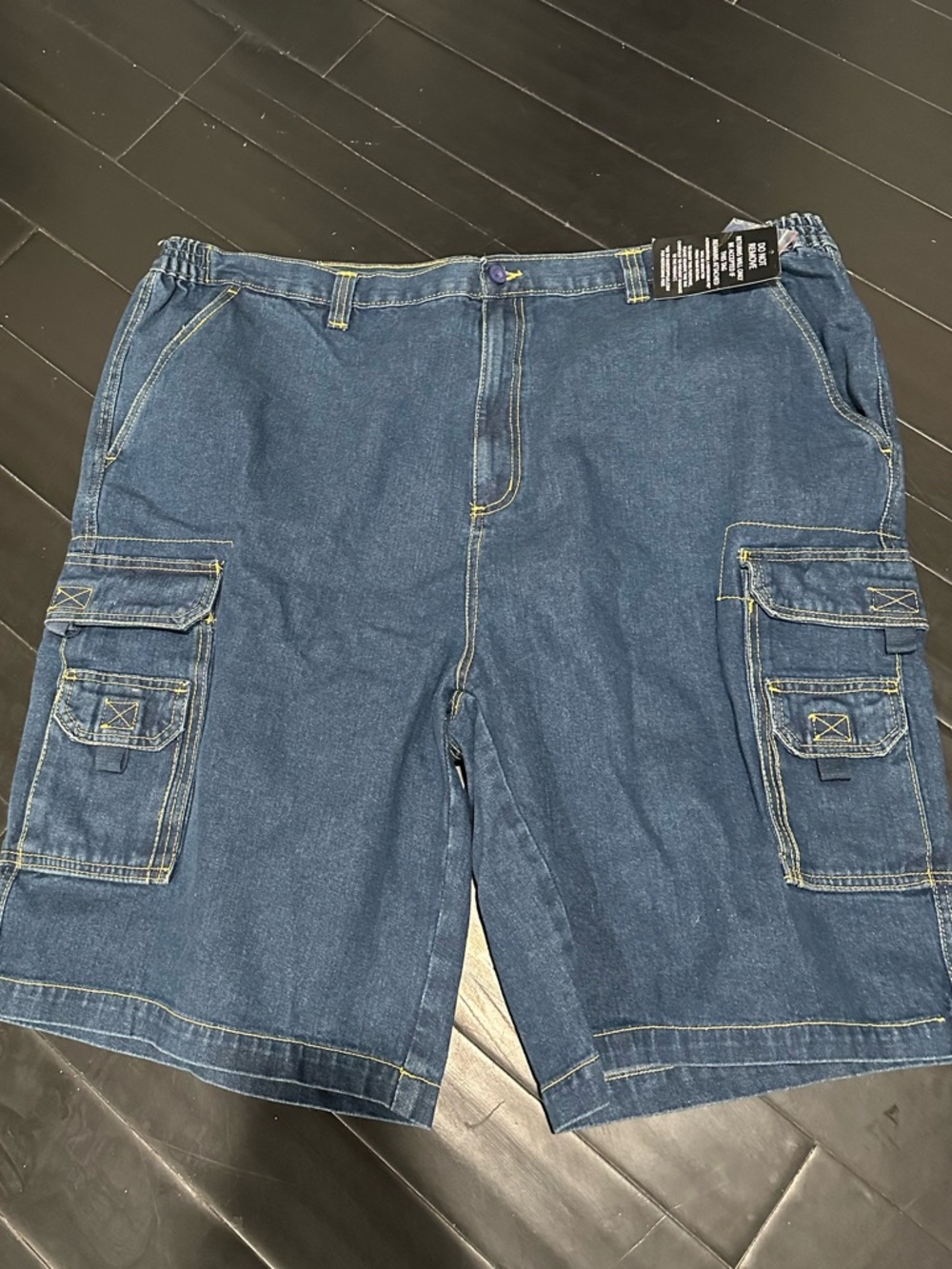 Men's Blue Denim Cargo Shorts with Multiple Pockets